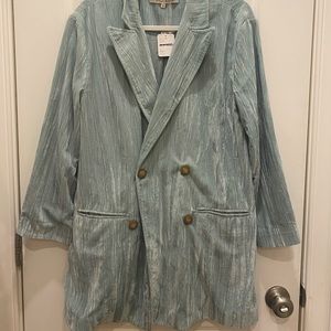 NWT Free People Light Blue Velvet Blazer